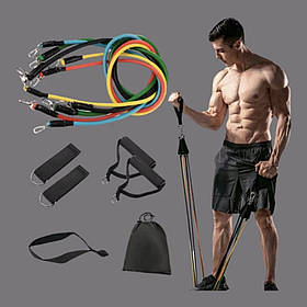 Набір Трубчастих Еспандерів з Ручками York Fitness, 5 кольорів. Комплект латексних еспандерів із різним навантаженням