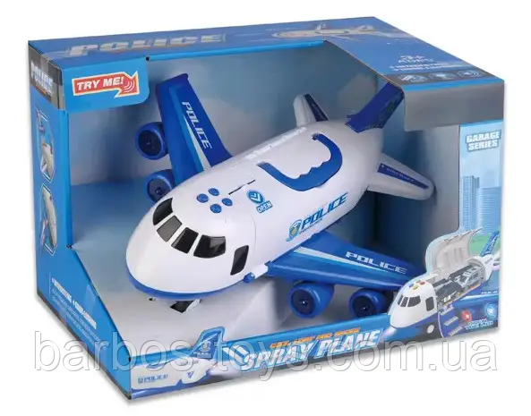 Іграшковий літак гараж інерційний звук світло парогенератор Ігровий набір Поліція Six Six Zero 660 A-308
