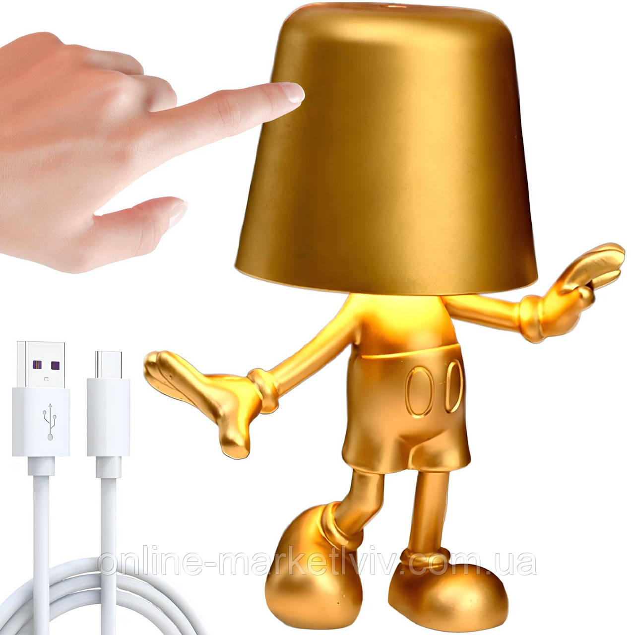 Настільний нічник сенсорний з магнітом 19х15см, 1800мАг, USB, Golden Mikki / Акумуляторна лампа-нічник, фото 1