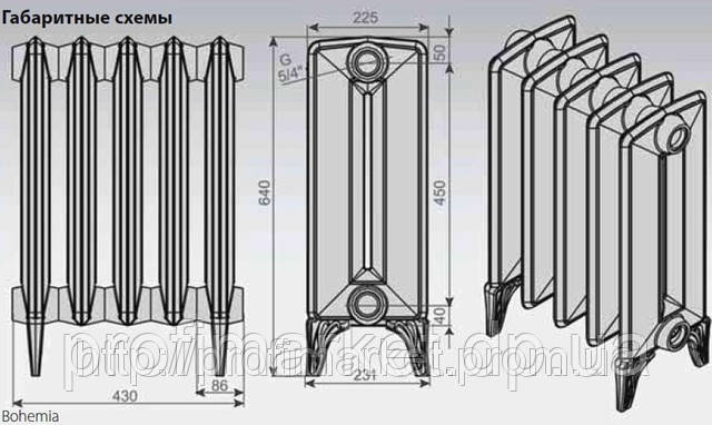 Радиатор чугунный дизайнерский VIADRUS Bohemia R 450/225 - фото 4 - id-p30850081