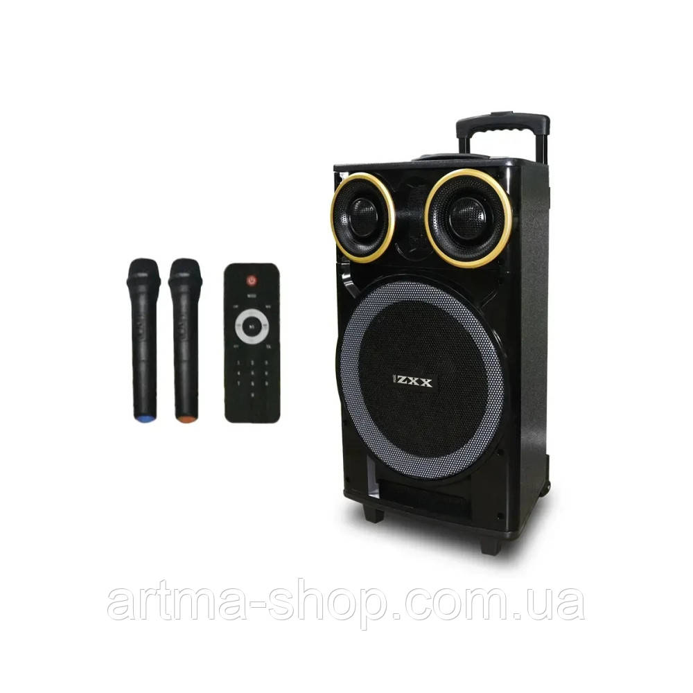 Акустична переносна колонка ZXX-9191, Потужність 60Вт, 12", 67х38х32см, Bluetooth, чорна (8215 ZXX 9191)