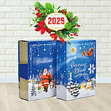 Новорічна коробка для цукерок Книга блакитна 900 г., фото 3