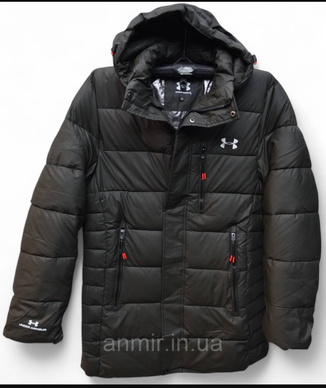 Куртка чоловіча зимова подовжена пряма стьобана UNDER норма 48-56, колір графіт