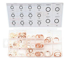 Мідні шайби для різних робіт Набір мідних шайб 220 шт., комплект шайб з міді в сортері Tagred TA1400