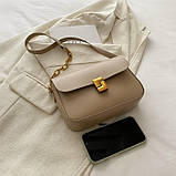 Жіноча класична сумка 6079 крос-боді бежева, фото 4