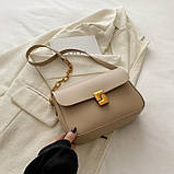 Жіноча класична сумка 6079 крос-боді бежева, фото 5