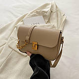 Жіноча класична сумка 6079 крос-боді бежева, фото 6