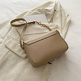 Жіноча класична сумка 6079 крос-боді бежева, фото 7