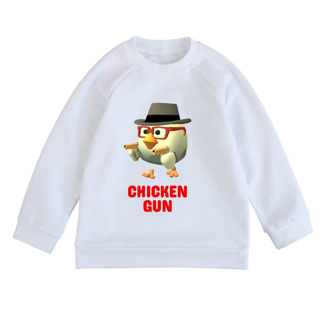 Світшот дитячий білий з принтом Chicken Gun, фото 1