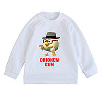 Свитшот детский белый с принтом Chicken Gun