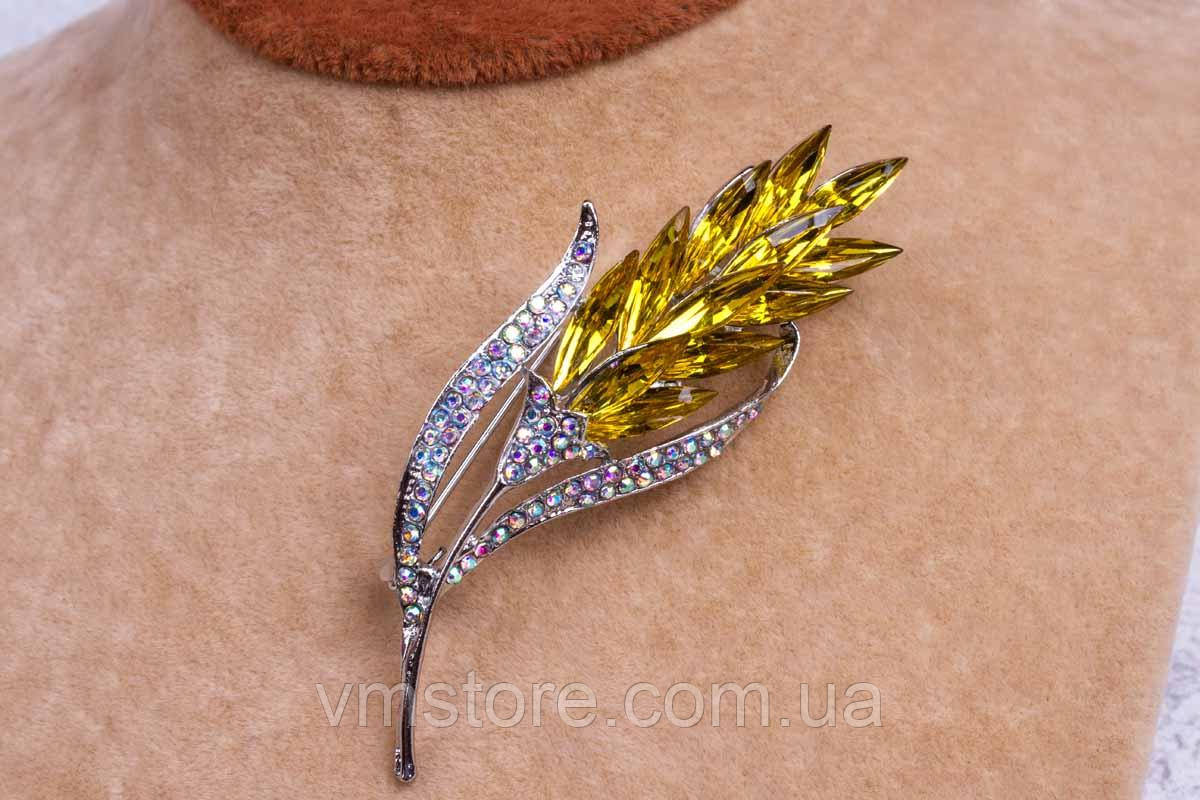 Брошь Колосок, брошка жіноча, патріотична брошь золотий колосок, фото 1