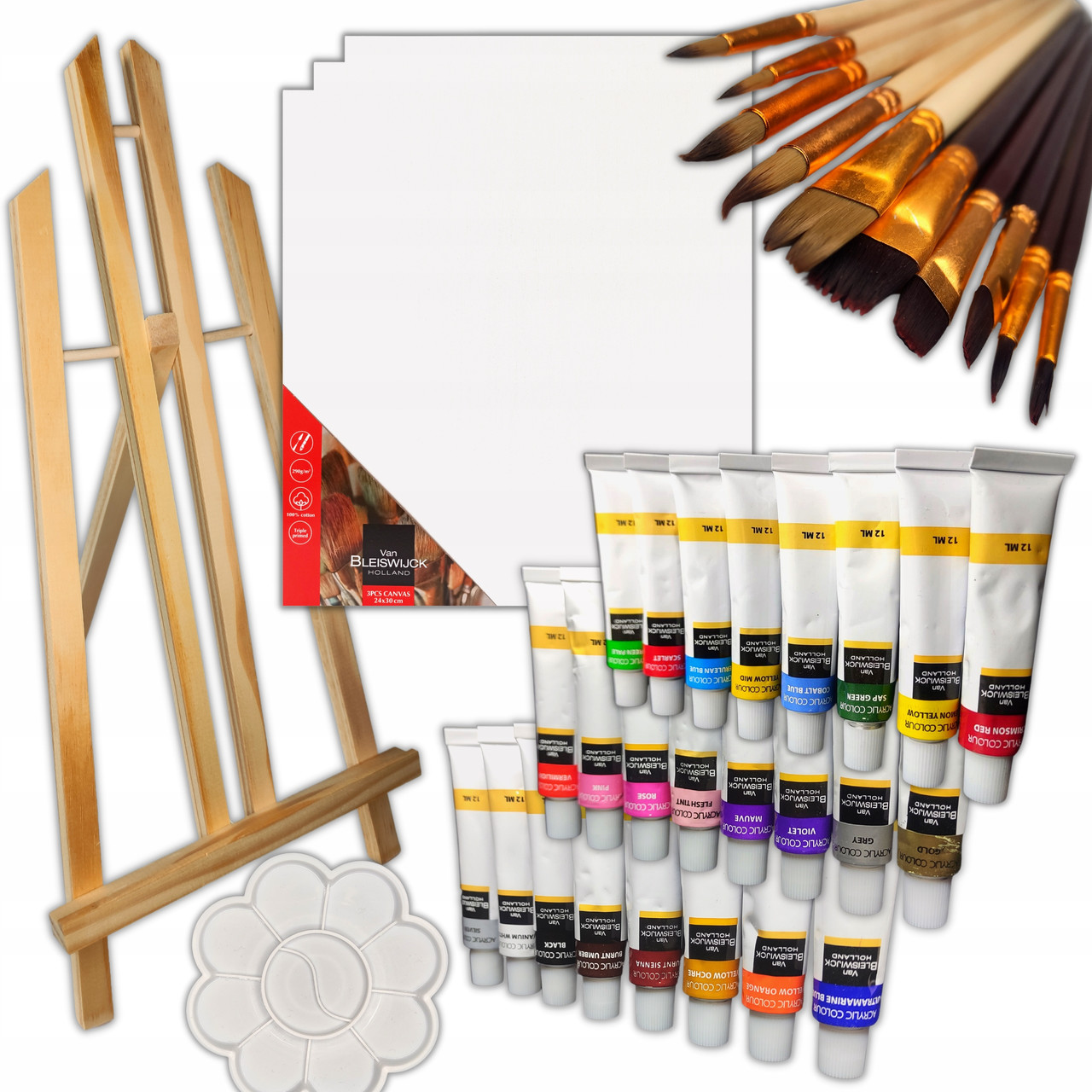 Подарунковий художній набір для малювання Van Bleiswijck з мольбертом та полотнами