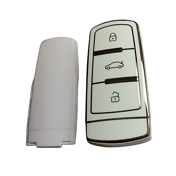 Чохол для ключа Volkswagen, глянець, білий, золото