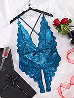 Мереживне боді з відкритим доступом (р.L, синій)