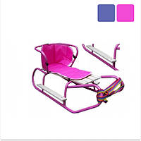 Санки дитячі Basic + матрацик + підніжка + спинка для дітей R_2455 Рожевий