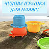 Набір відерець Тварини (яскраві) пірамідка, пасочки, сортер, дитяча розвиваюча іграшка для ванної, фото 2