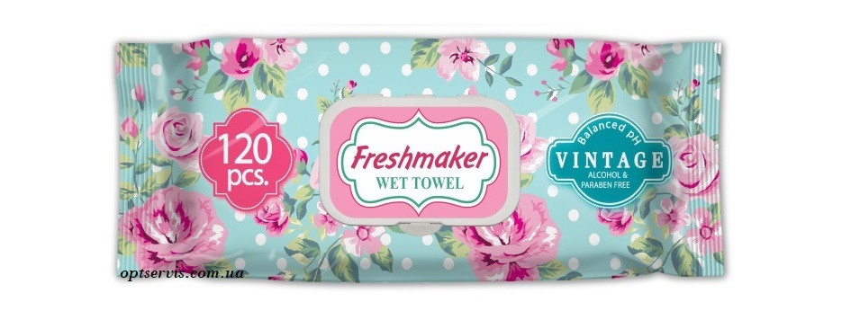 Вологі серветки Freshmaker Wet Towel Vintage з клапаном 120 шт