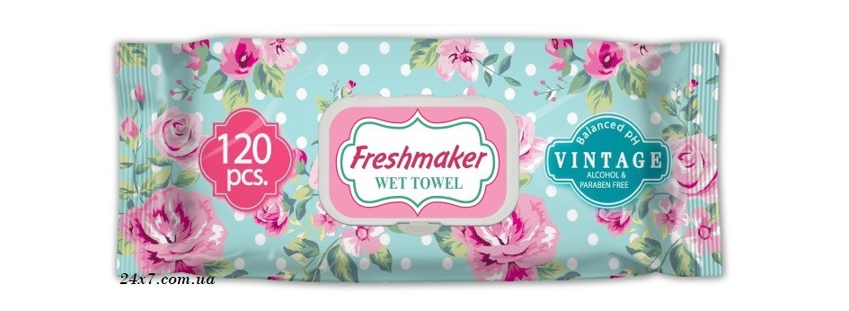 Вологі серветки Freshmaker Wet Towel Vintage з клапаном 120 шт