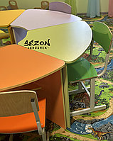 Стільчик учнівський метал група 5 без регулювання кольорової зі спинкою фанера покриття HPL 996-2