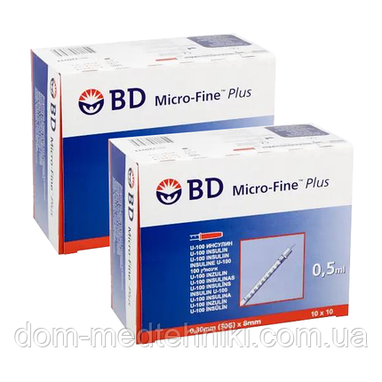 Шприц інсуліновий BD Micro-Fine Plus 0.5 мл (30G) x 8мм., 200 шт., фото 1