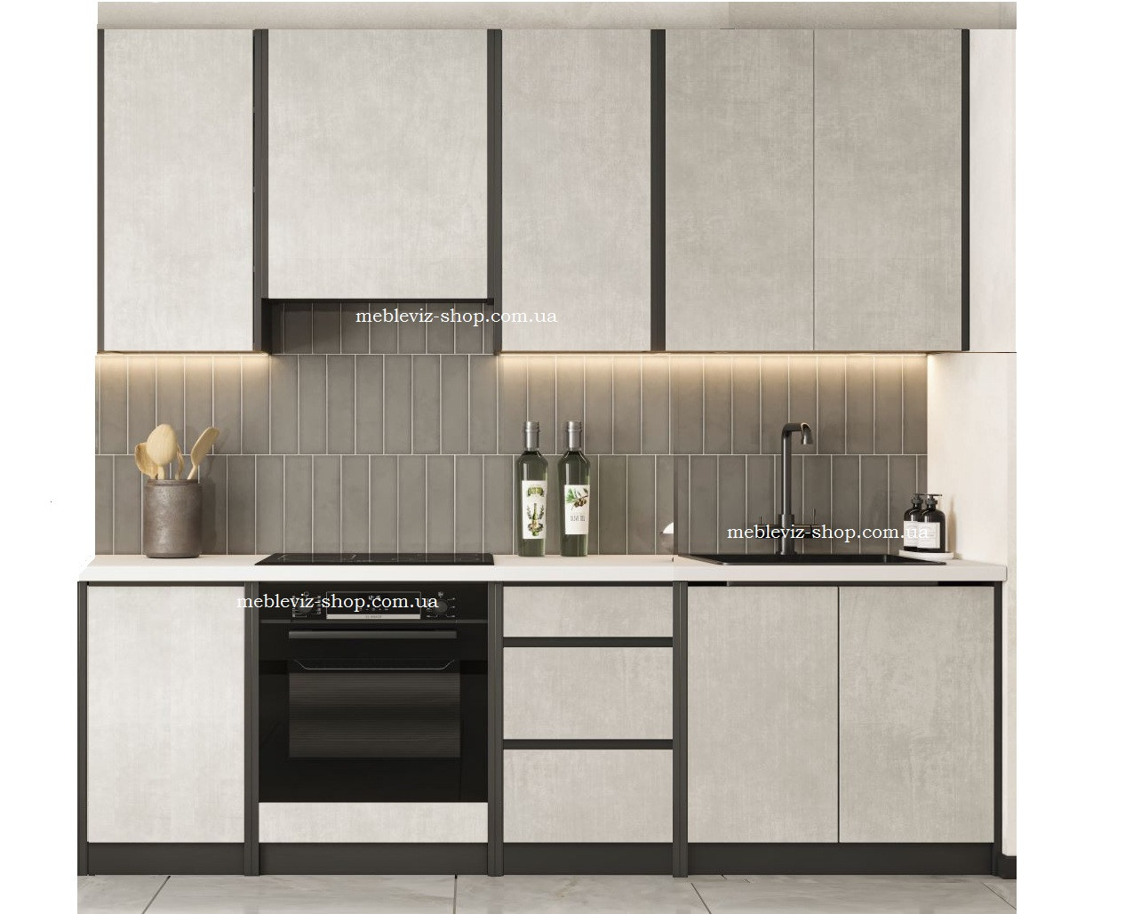 Кухня Графіті 2.2 м Бетон стайл/Графіт, фото 1