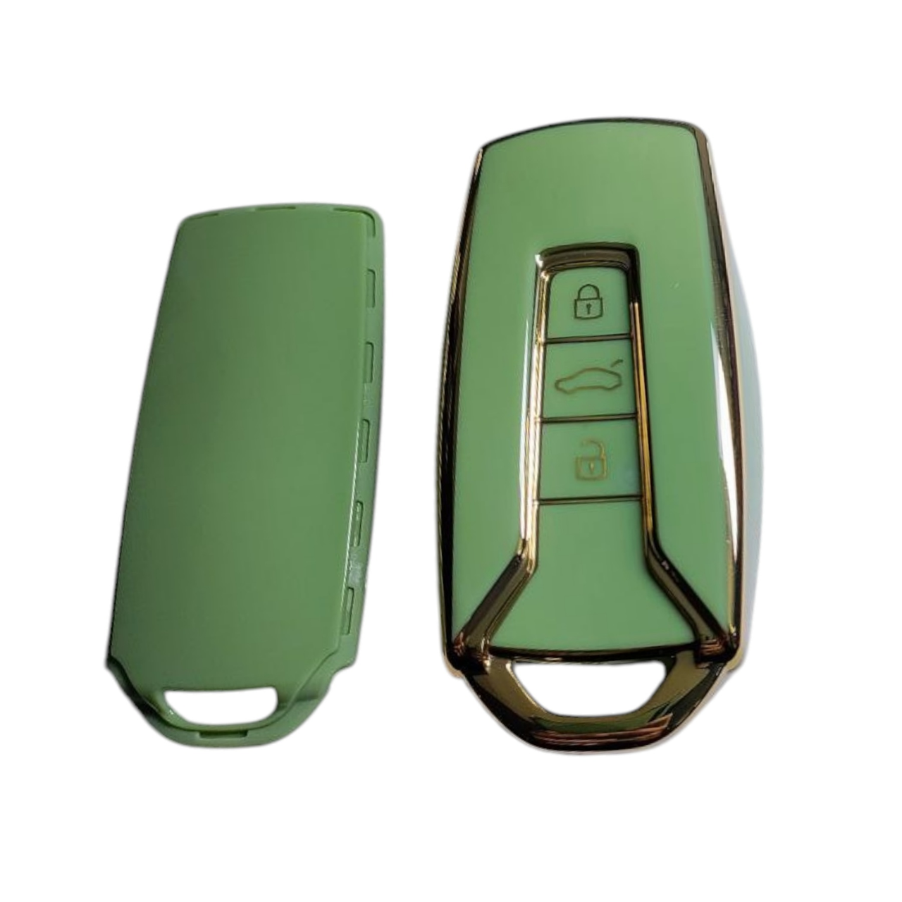 Чохол для ключа Volkswagen, глянець, зелений із золотою рамкою, фото 1