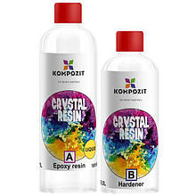 Епоксидна смола CRYSTAL RESIN EPOXY "ART Kompozit" (смола 1 л + затверджувач 0,5 л)