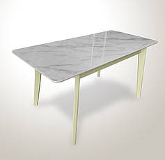 Стіл обідній Модерн Fusion Furniture, колір ваніль + скло мармур, фото 3