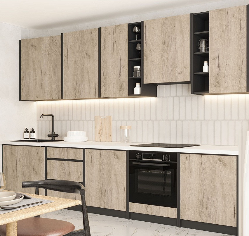 Сучасна кухня Графіті 3.2 м Дуб білий/Графіт, фото 1