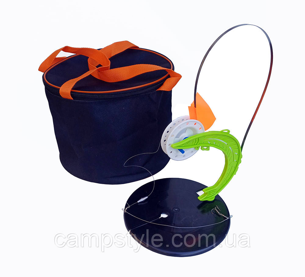 Набір обладнаних зимових жерлиць із фіксатором Щука, 10 шт. у сумці