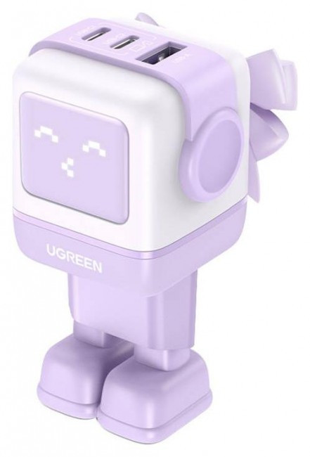 Ugreen Nexode RG Robot GaN, 2x USB-C + USB, 65W Violet, фото 1