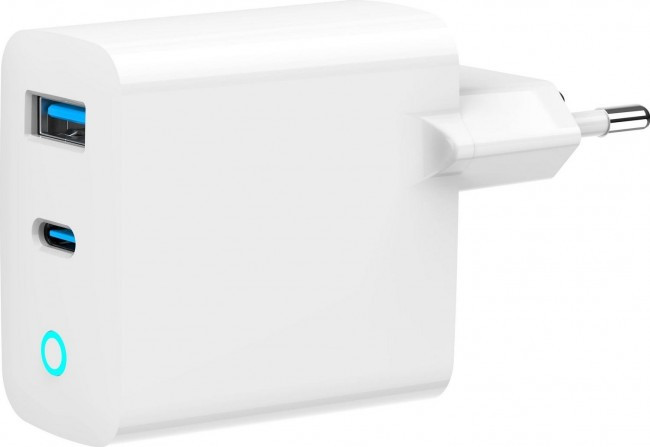 Gembird GaN 2xUSB QC3.0 Type-C 30W LED White, фото 1