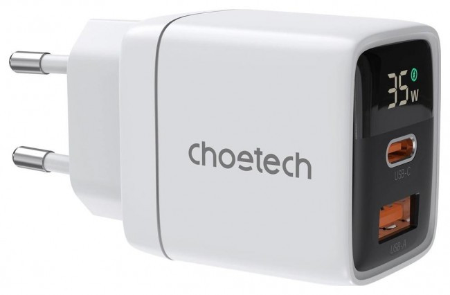 Choetech PD6052 1x USB-C 1x USB-A White, фото 1