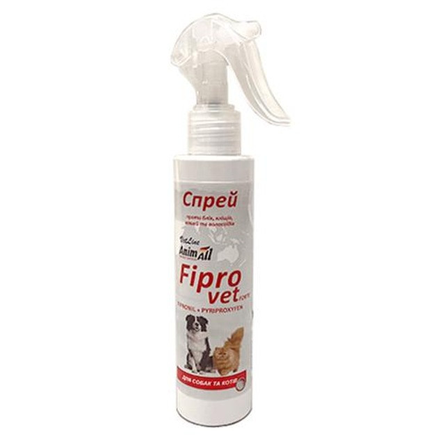 Спрей AnimAll VetLine FiproVet Forte для собак от блох и клещей 150 мл ...