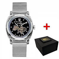 Годинник механічний з автопідзаводом Awarder 021 Де би не був Silver Mesh