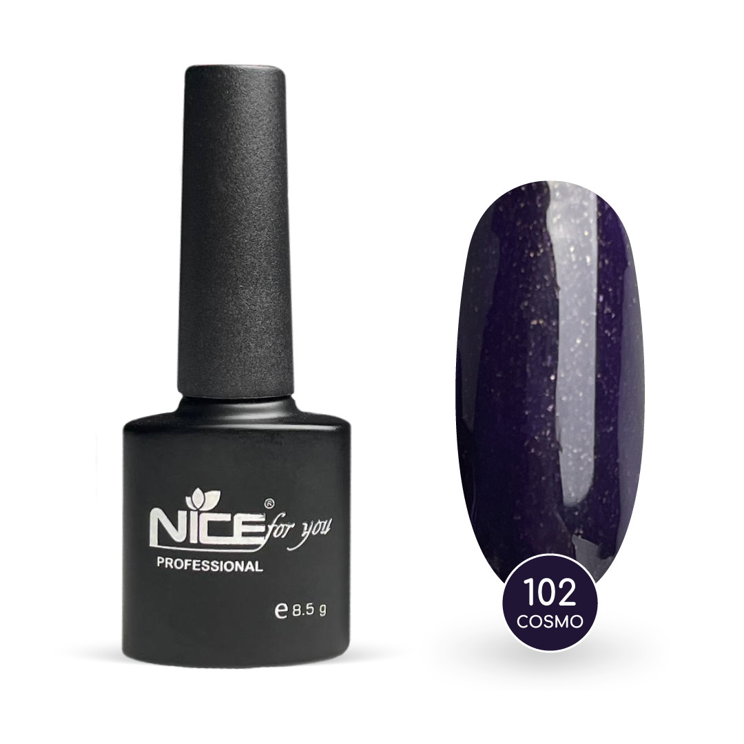 Гель-лак Nice for you Cosmo Basic №102 Чорничний з золотистим шимером 8.5 г