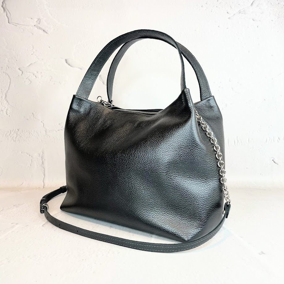 Сумка жіноча "Жаклін-плюс" натуральна шкіра, сірий металік флотар, фото 1