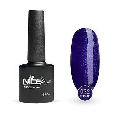 Гель-лак Nice for you Cosmo Basic №032 Електрик з блакитною блискіткою 8.5 г