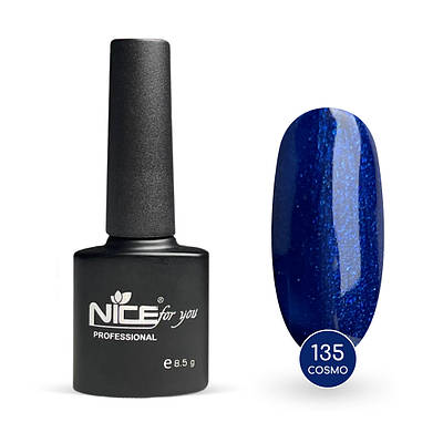 Гель-лак Nice for you Cosmo Basic №135 Сапфіровий з блакитною блискіткою 8.5 г