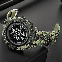 Годинник камуфляж зелений з компасом підсвічуванням водонепроникний і протиударний годинник армійський будильник Skmei