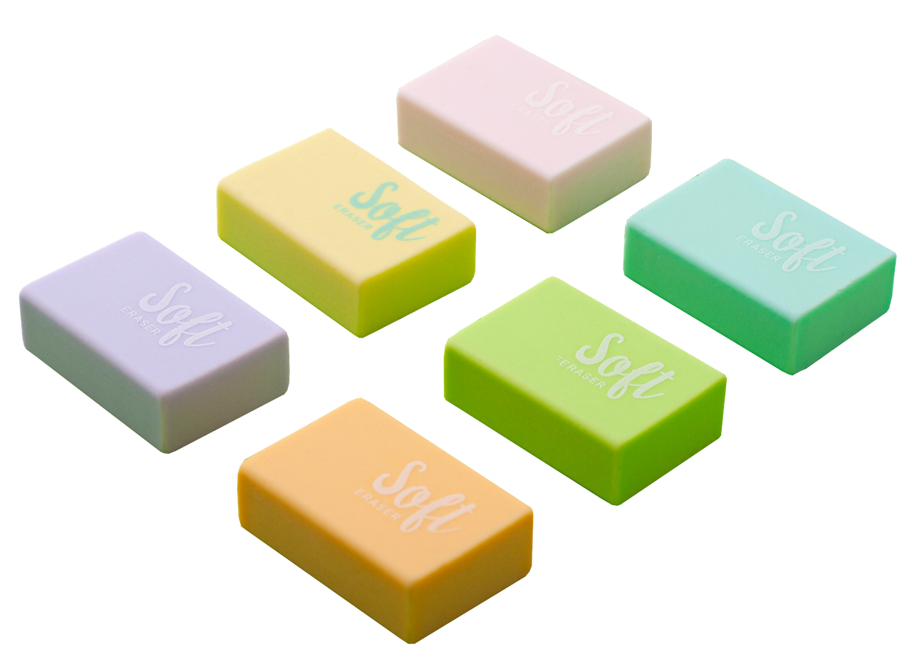 Гумка Buromax 1128 прямокутна PASTEL, 29х19,6х10 мм