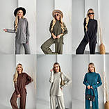 Утеплений жіночий вільний костюм з ангори в рубчик колір морська хвиля, фото 9