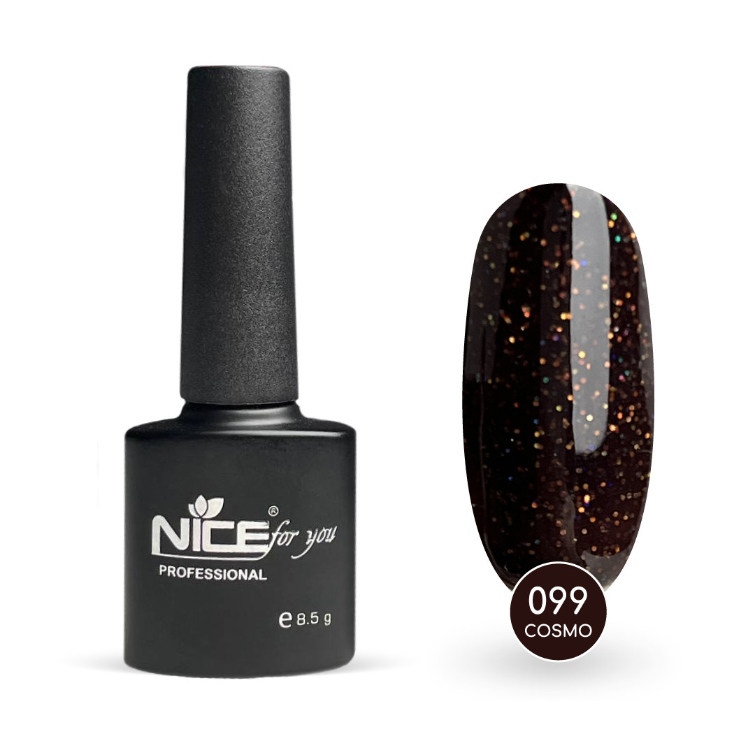 Гель-лак Nice for you Cosmo Basiс №099 Коричневий з блискіткою 8.5 г