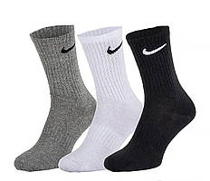 Шкарпетки високі 3 кольори Nike Lightweight Crew 3 пари чорні-білі-сірі
