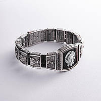 Серебряный браслет "Господь Вседержитель. Лики Святых" (эбеновое дерево, фианит) 944 LOVE-SHOP