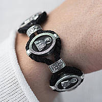 Серебряный браслет "Господь Вседержитель. Лики Святых" (эбеновое дерево) 626 LOVE-SHOP