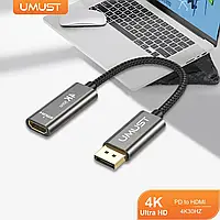 Перехідник адаптер DisplayPort HDMI 4K конвертер відеокабель з DP мама на HDMI тато