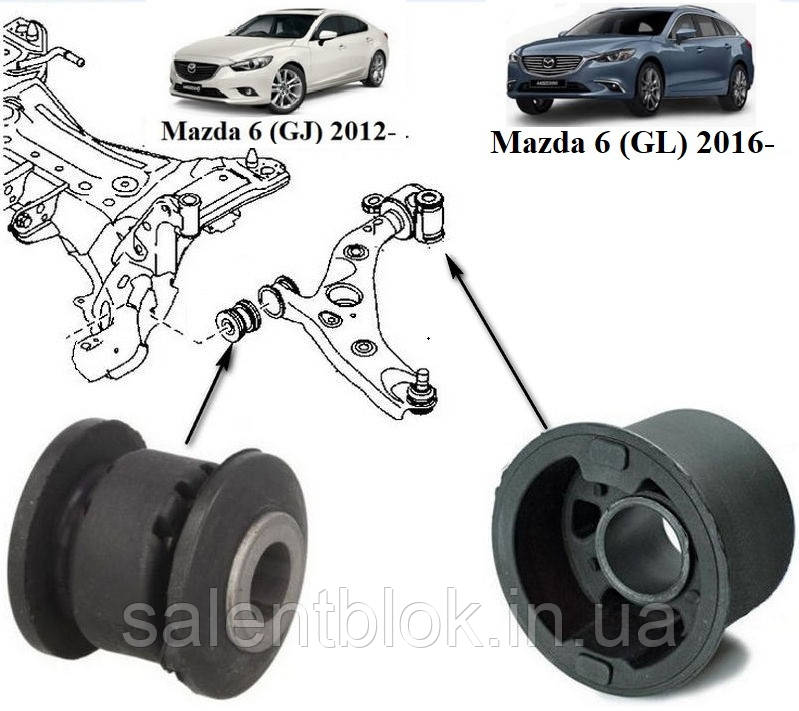 Сайлентблоки  Mazda 6 (GJ) 2012-, Mazda 6 (GL) 2016-,  комплект 4шт ПЕРЕД Belgum