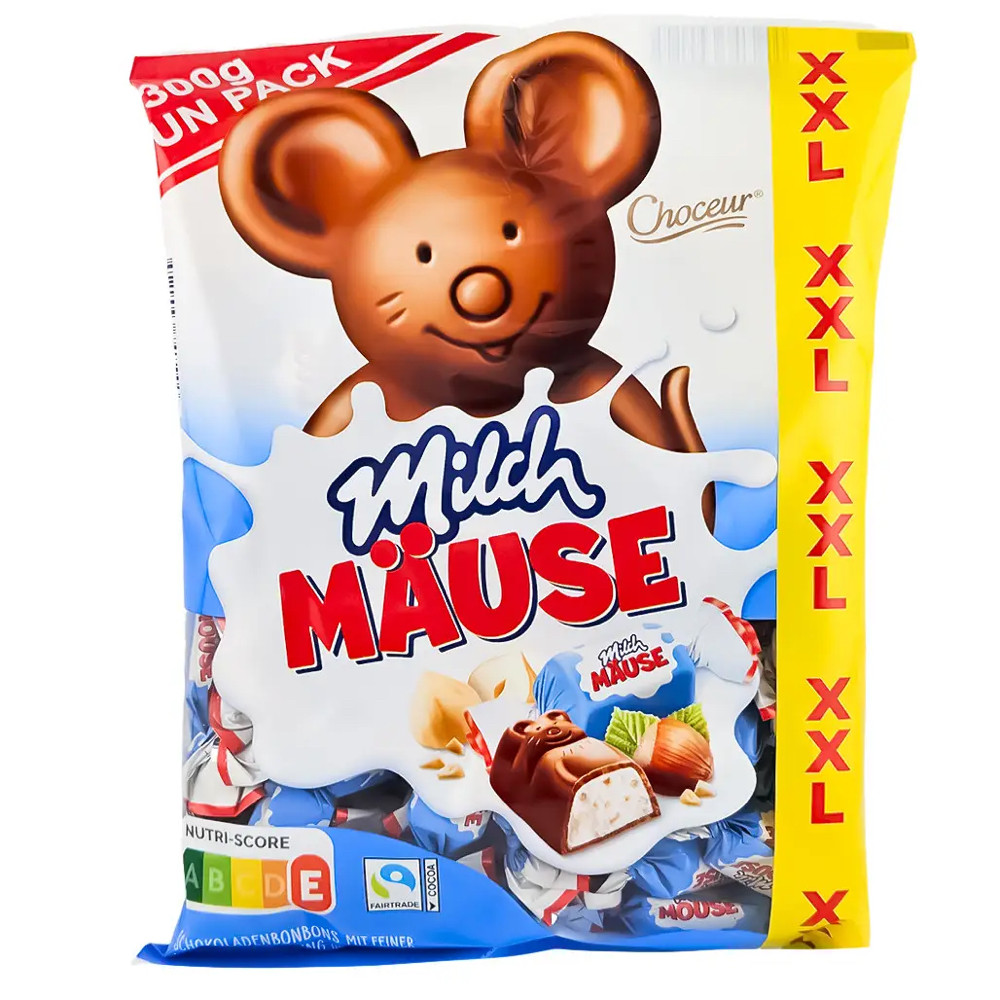 Choceur Milch Mause Шоколадні мишки з молочно-горіховою начинкою 300g, фото 1