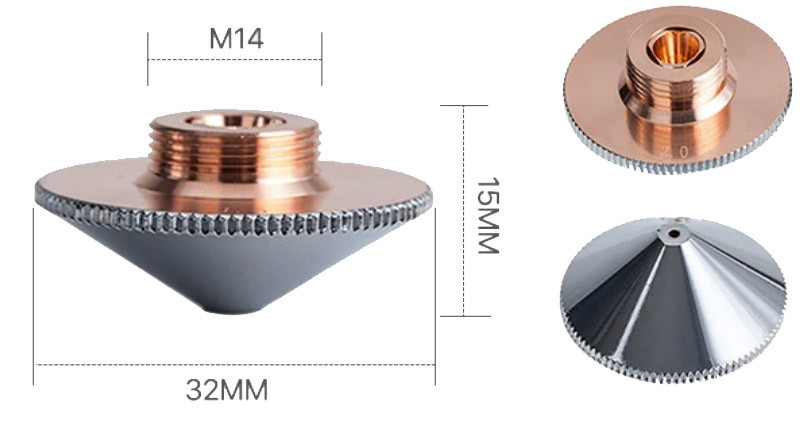 Подвійне сопло 1.5мм  D32 H15 M14 type А (хром), фото 1
